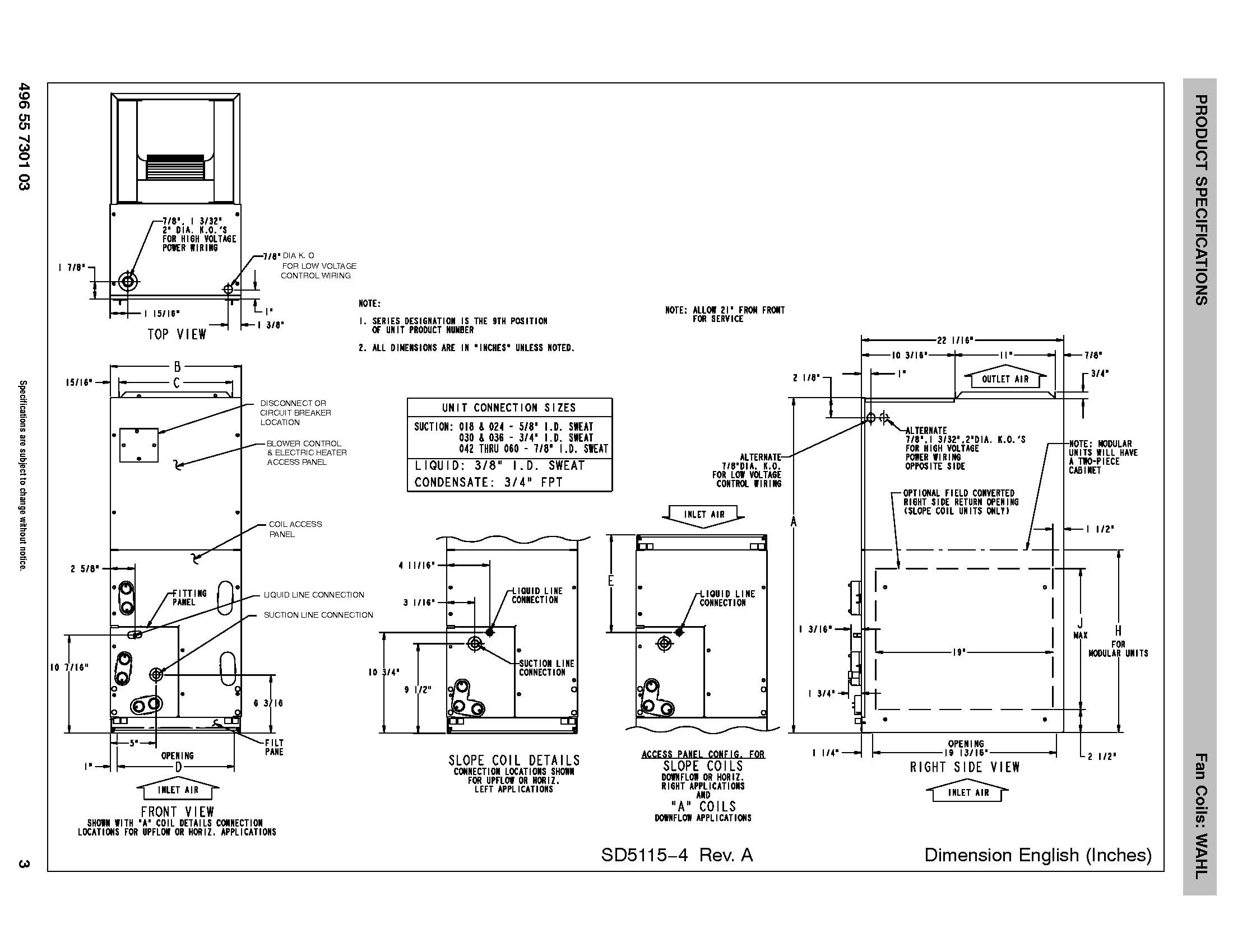 4 Ton EcoTemp ECM Motor Air Handler WAHL484B (3590)(F)